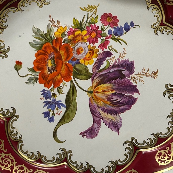 Vtg 1971 Daher Decorative Ware Rose Iris Floral Metal Bowl - home decor - Picture 2 of 6